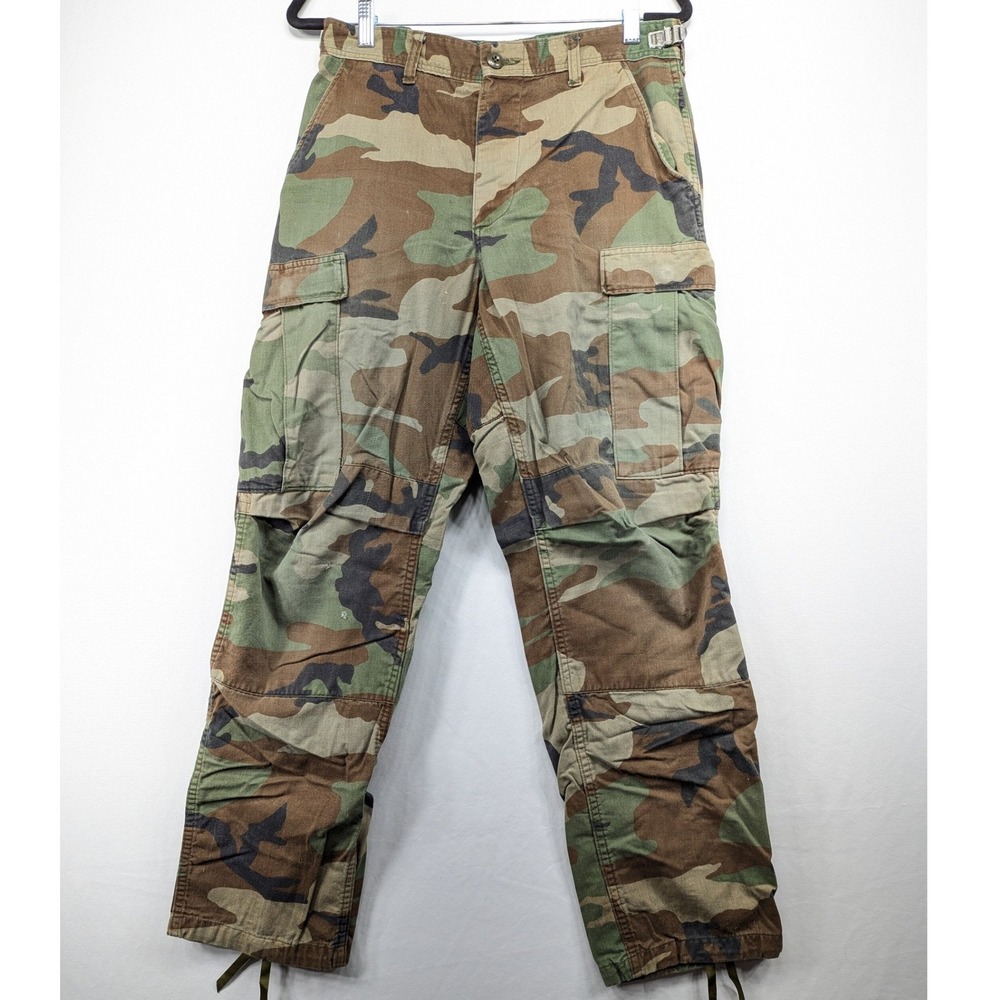 US Military Woodland Camo BDU Cargo Pants Regular Adjustable Waist Mens 30x31